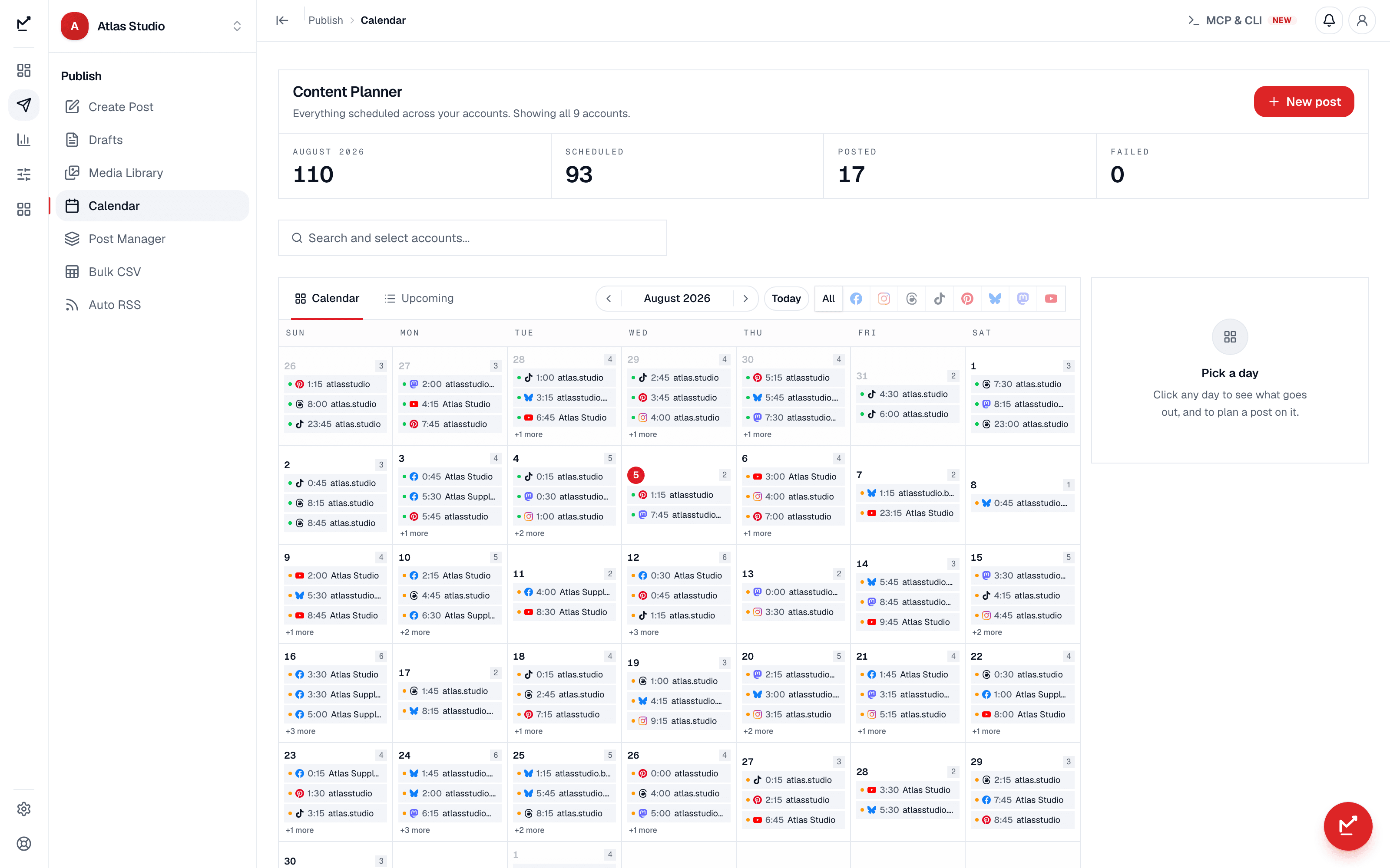Calendar — Social Magnum product screenshot