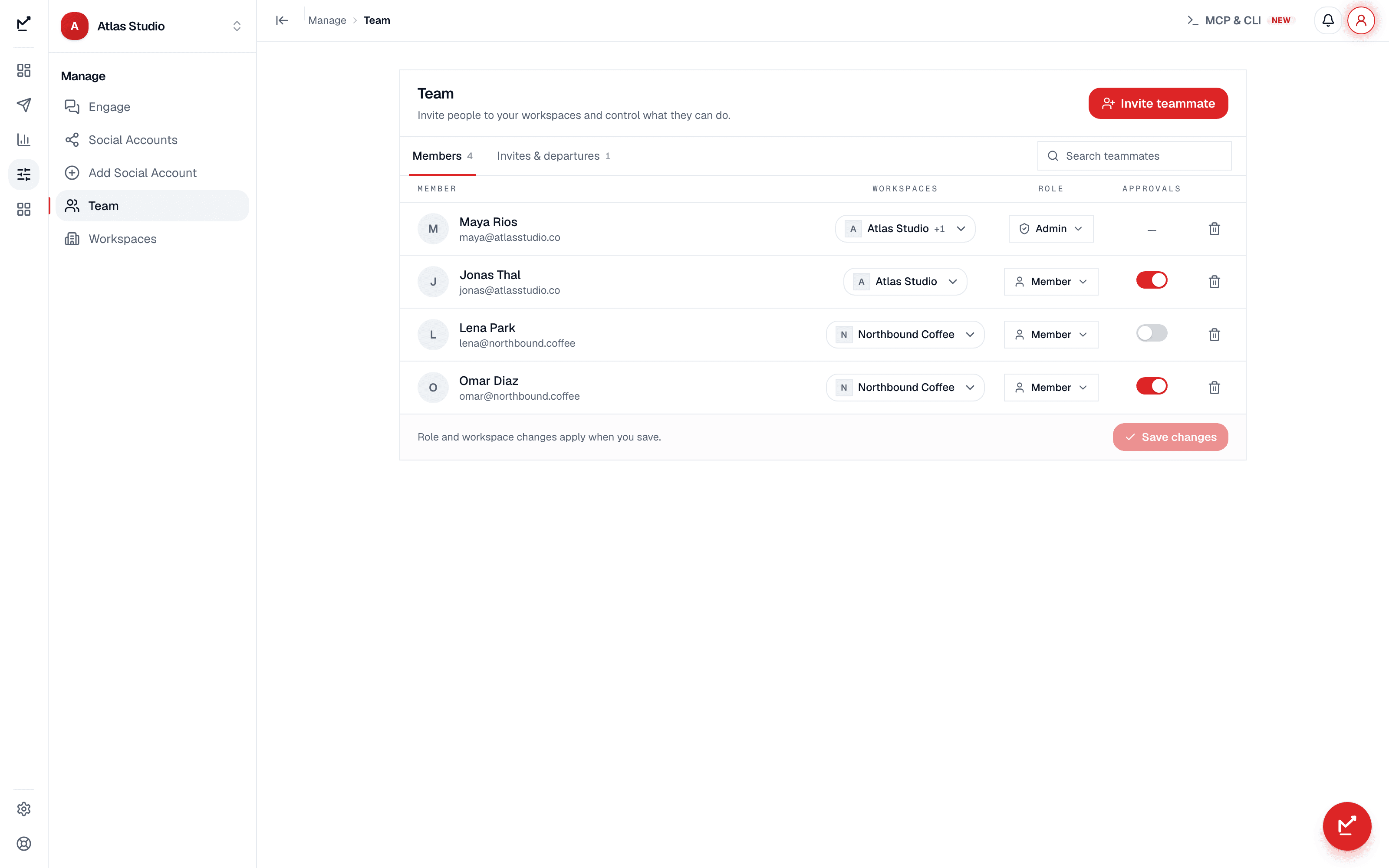 Invite with exact access — Social Magnum product screenshot