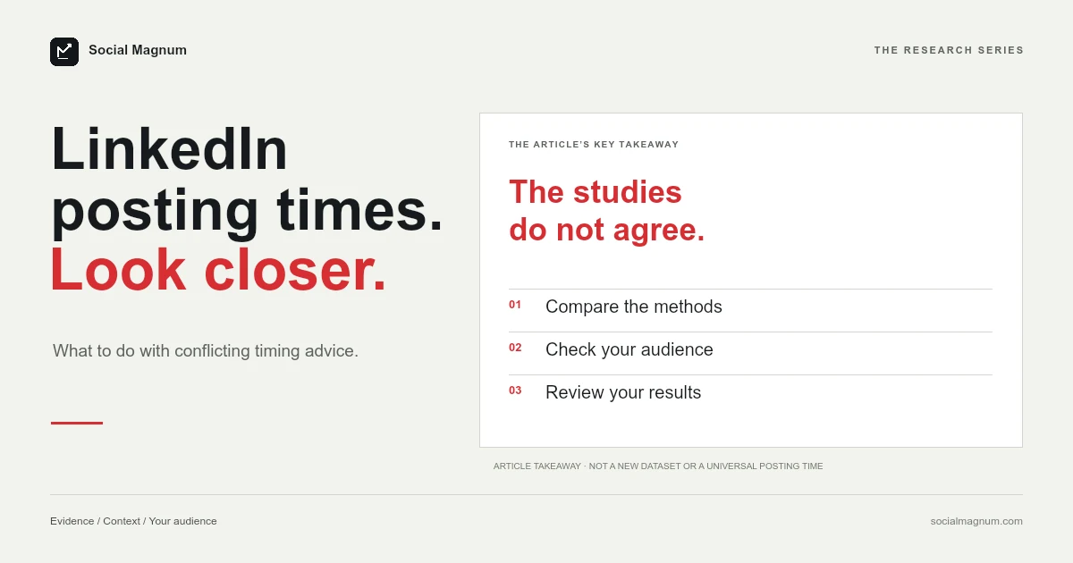 LinkedIn posting times. Look closer. The studies do not agree.