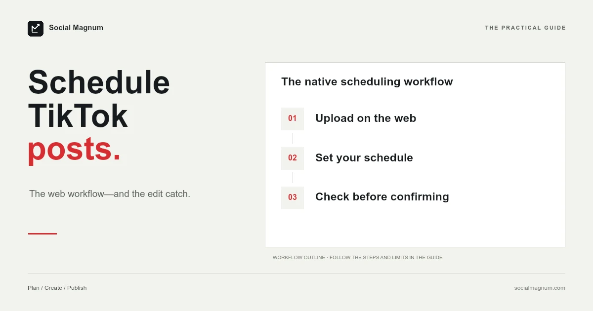 Schedule TikTok posts. The native scheduling workflow.