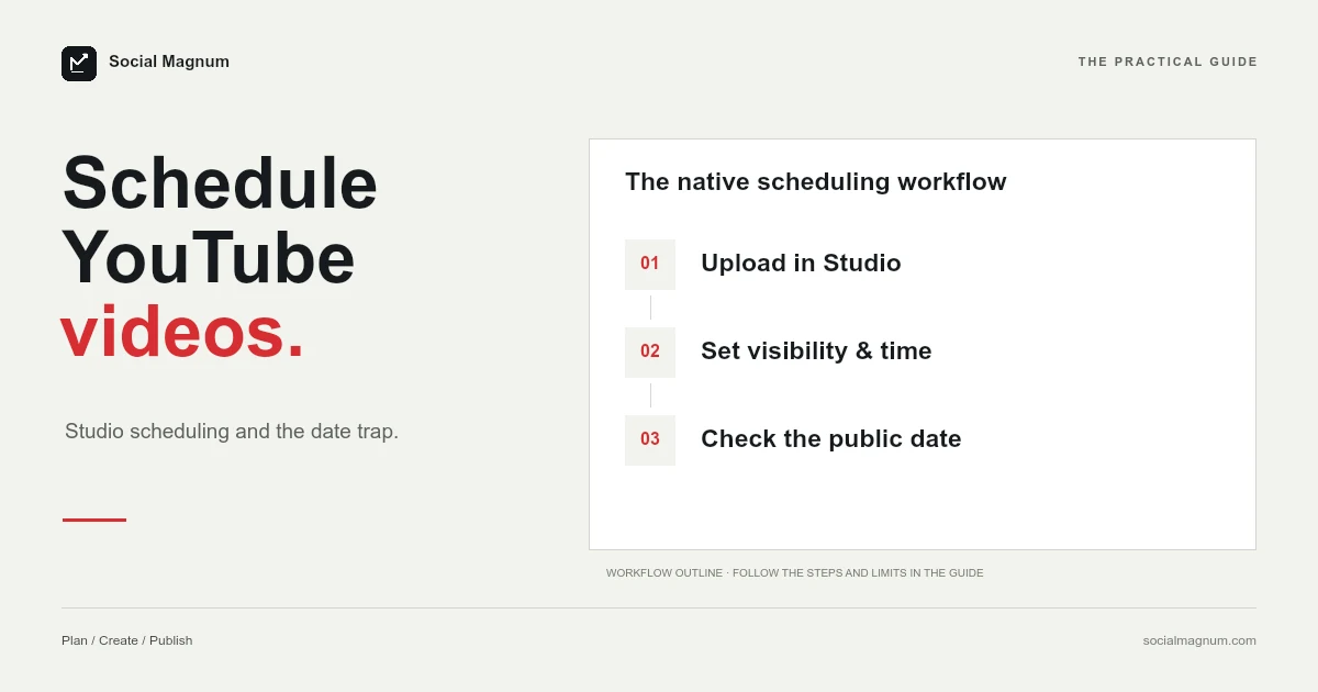 Schedule YouTube videos. The native scheduling workflow.