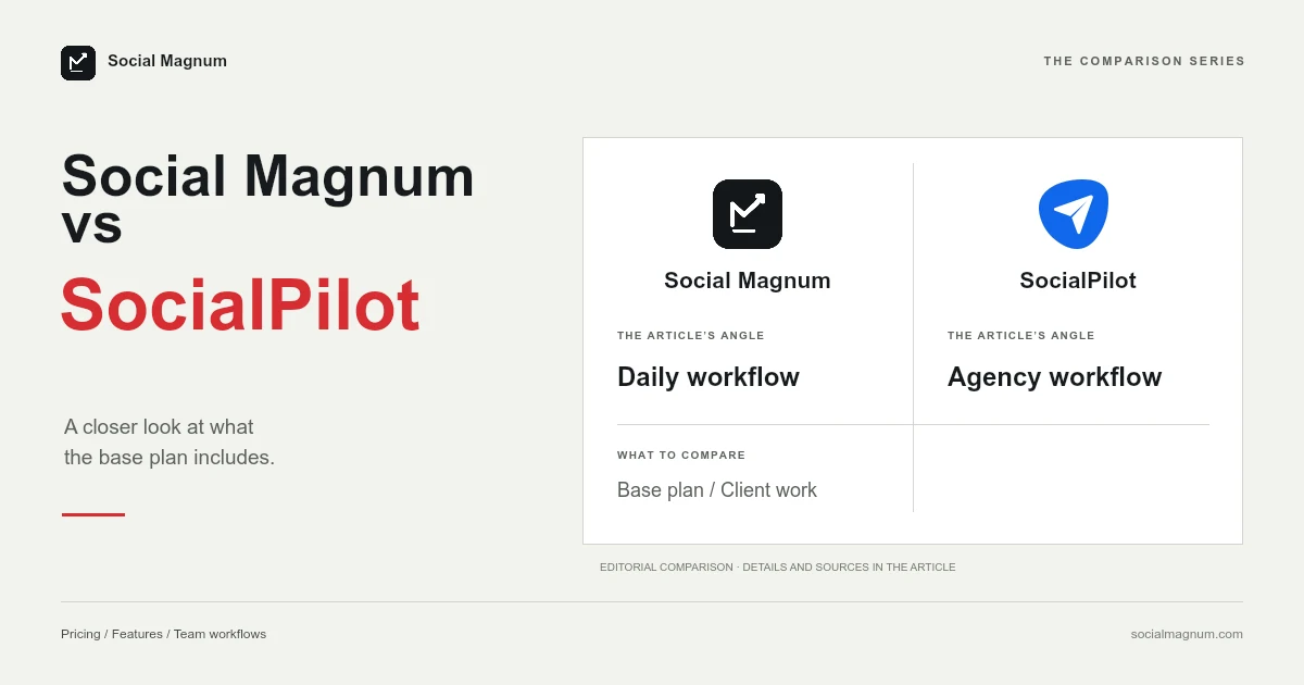 Social Magnum vs SocialPilot Social Magnum and SocialPilot logos.