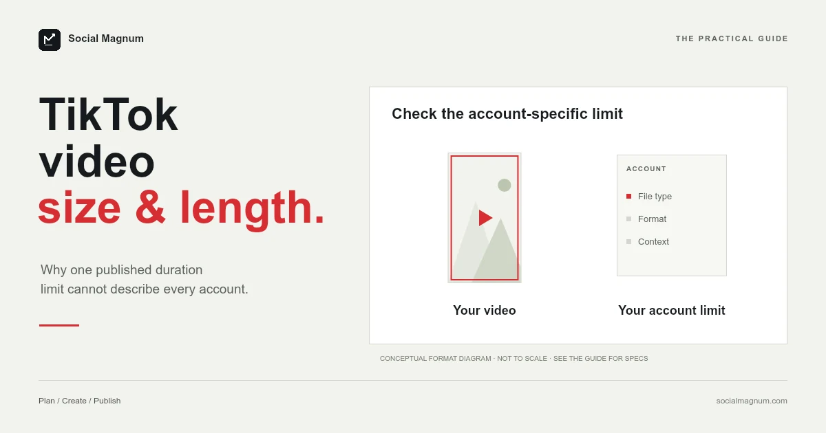 TikTok video size & length. Check the account-specific limit.