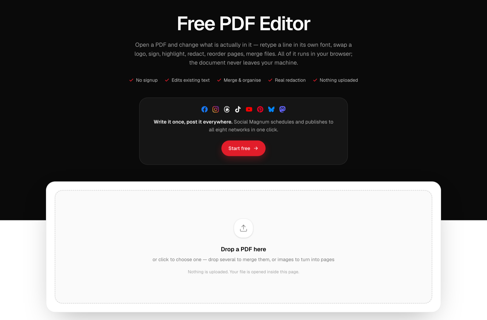 Editing text in a PDF without Acrobat, in the document's own typeface, in a free browser-based editor